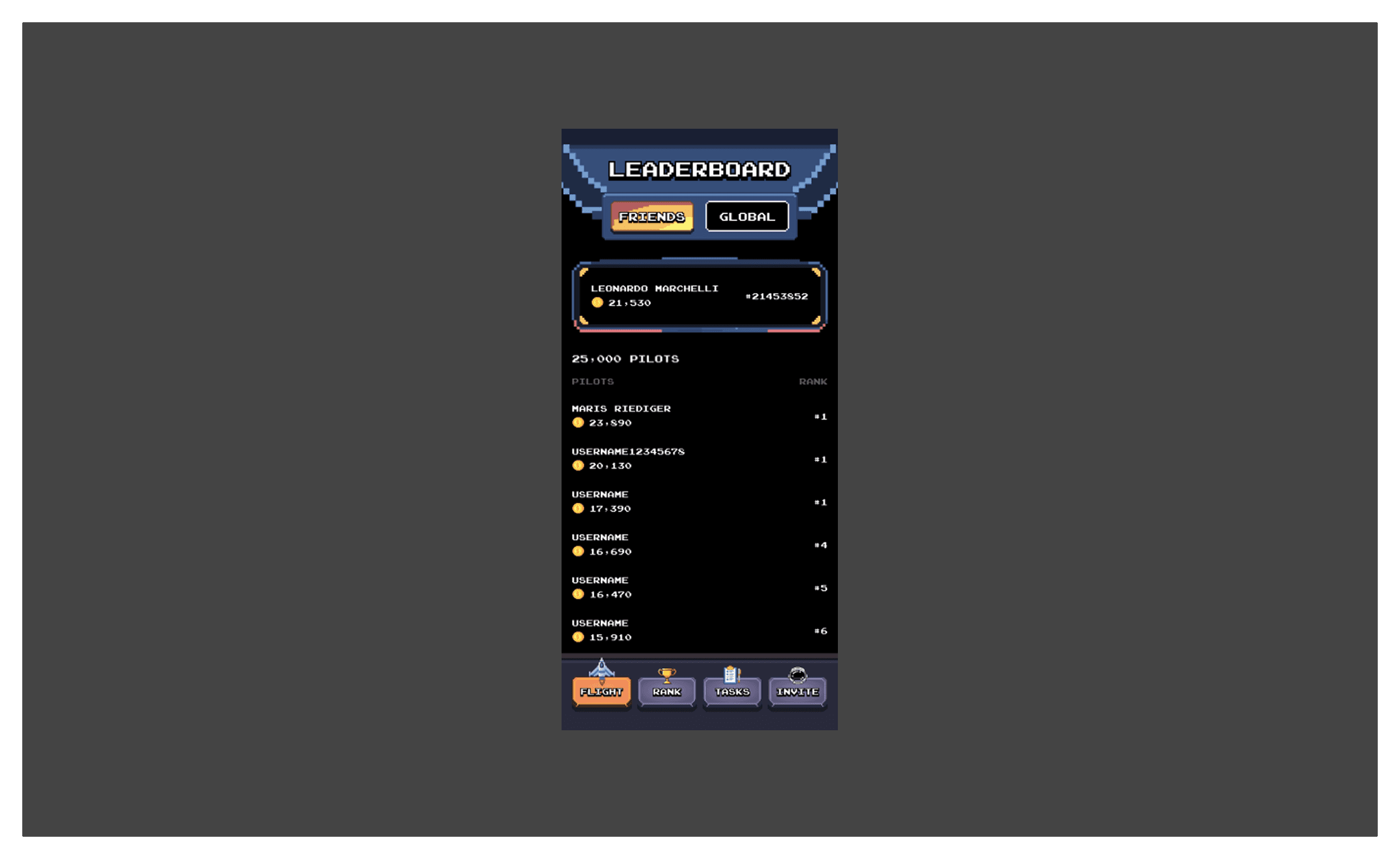 Astro Trader real-time leaderboard