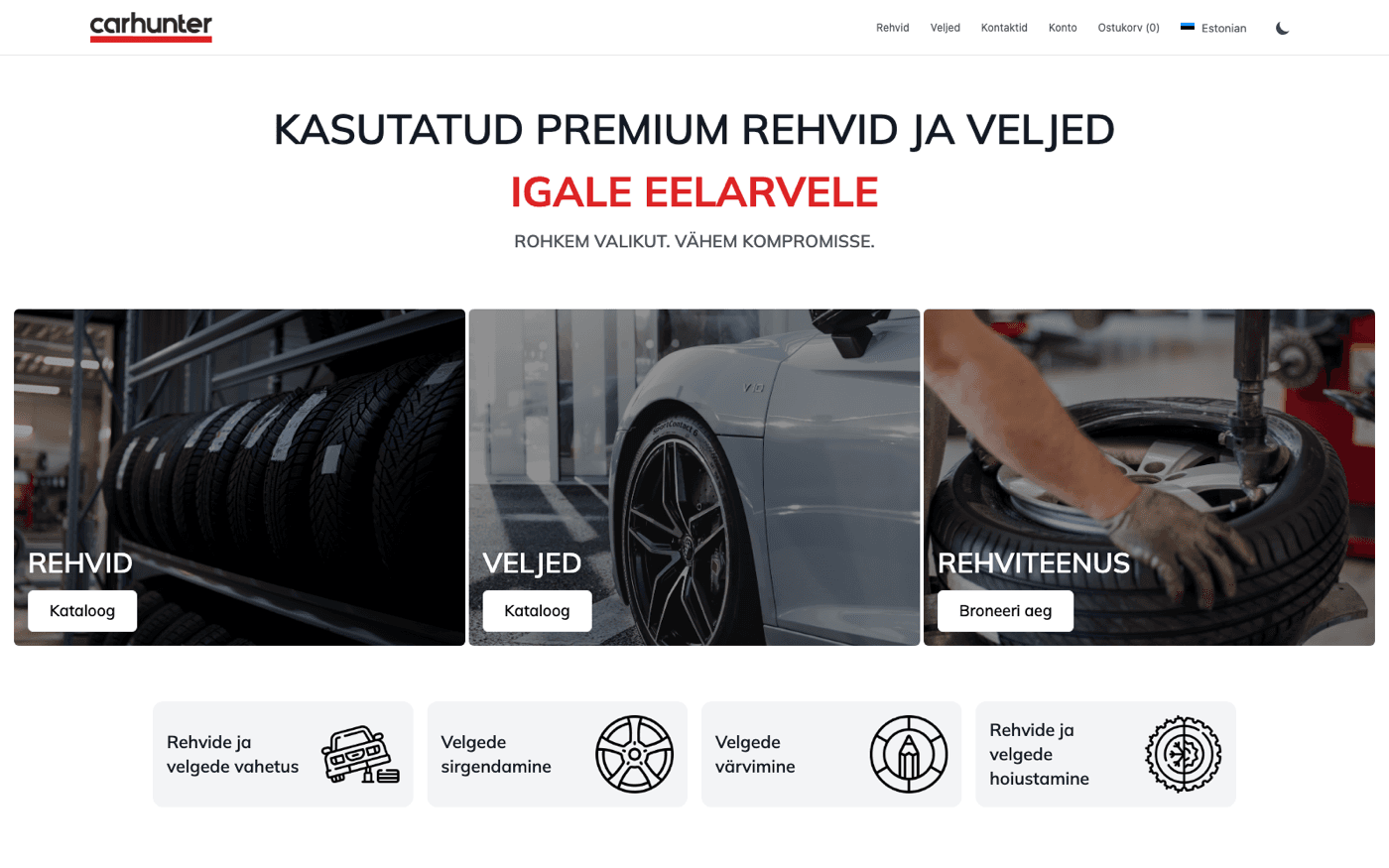 CarHunter storefront homepage